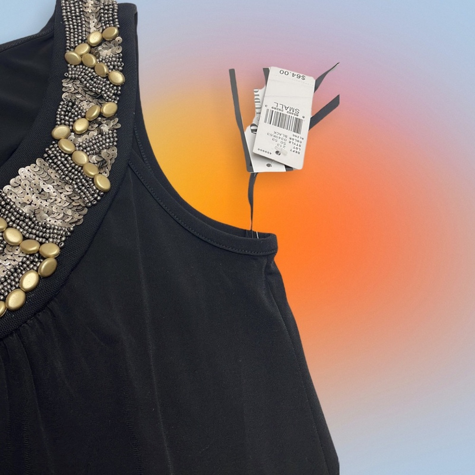 Ab Studio Women’s Small Black / Gold Sleeveless Stretchy Dress — image 4 of 4